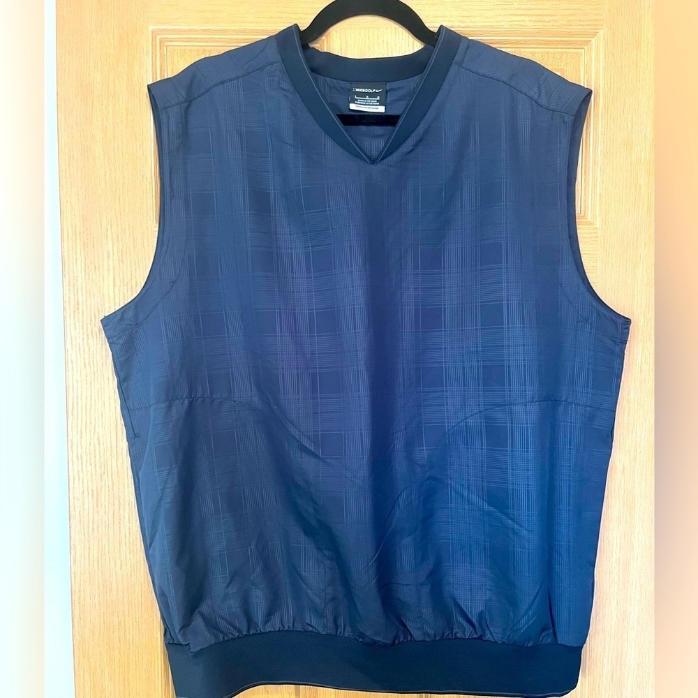 Nike Golf Mens Navy Blue Plaid Sleeveless Vest